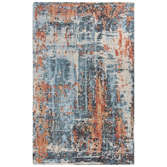 Devo Abstract Blue Large Area Rugs For Living Room