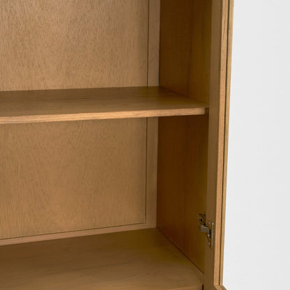 Hawthorne 32"W Solid Oak Wood & Glass Curio Cabinet -- Brown