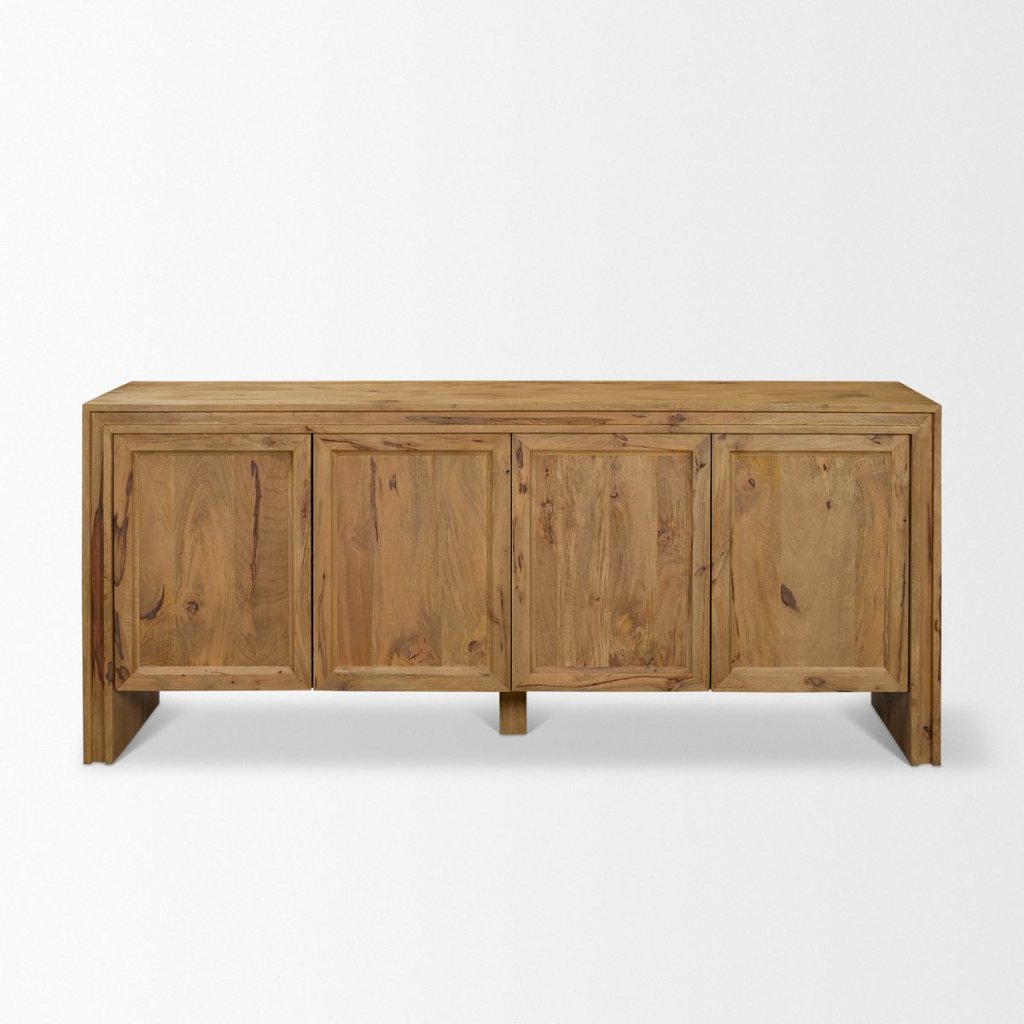 Notts 70"W Brown Solid Wood 4-Door Closed Sideboard -- Brown