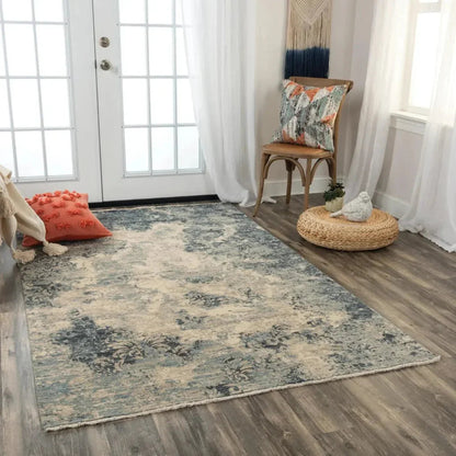 Aura Blue Large Area Rugs For Living Room -- blue