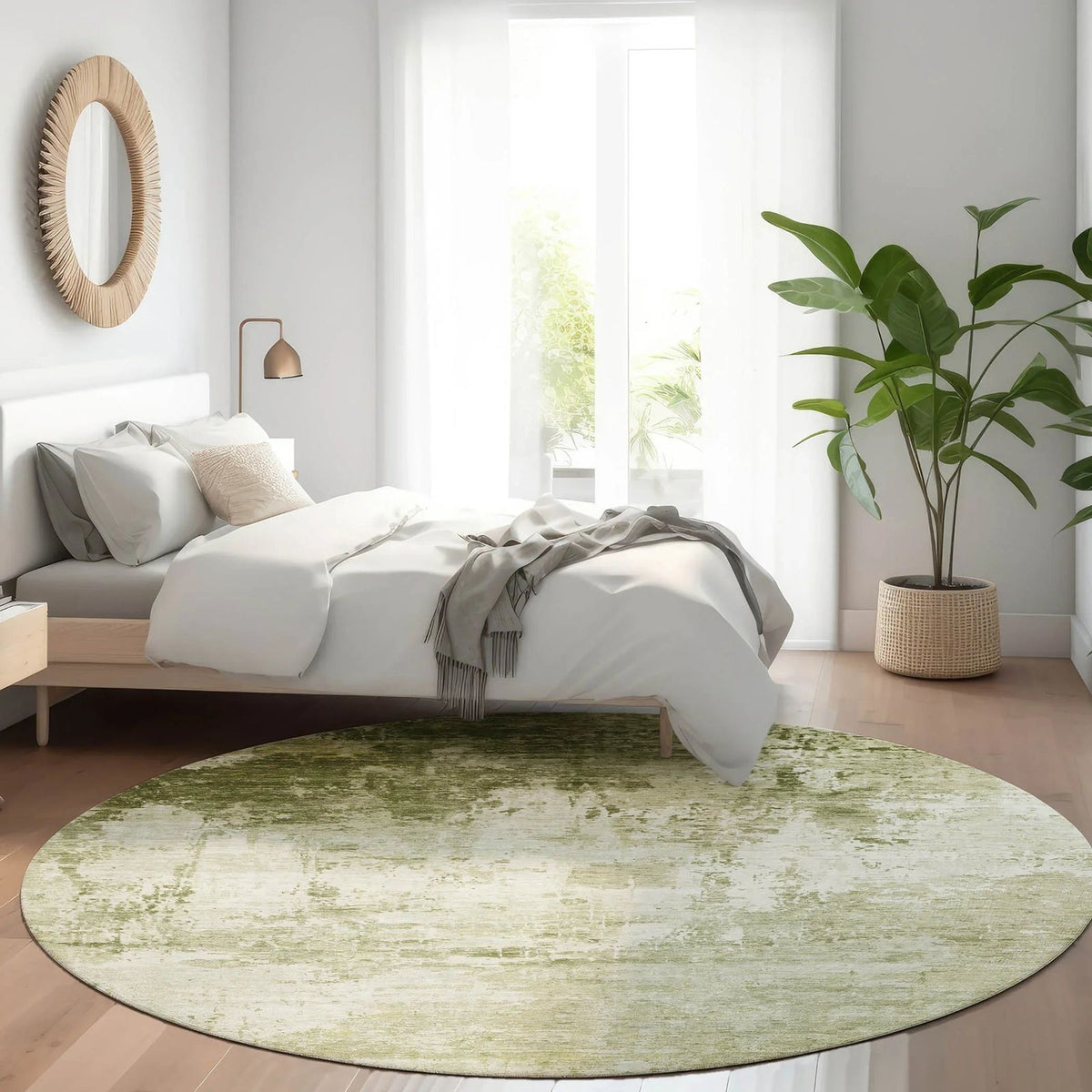 Kaelira Green Washable Indoor-Outdoor Rug