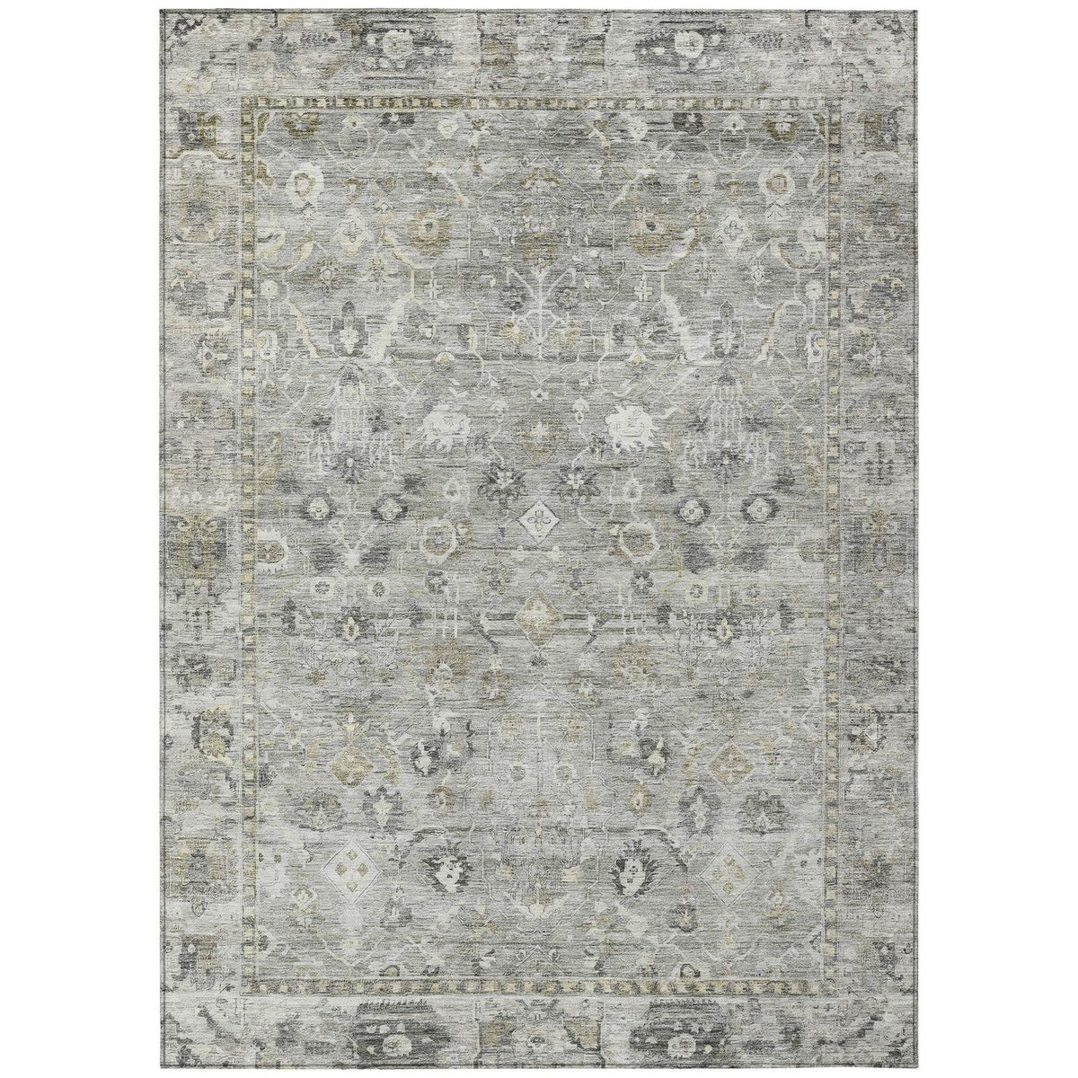 Laeel Gray Washable Indoor-Outdoor Rug
