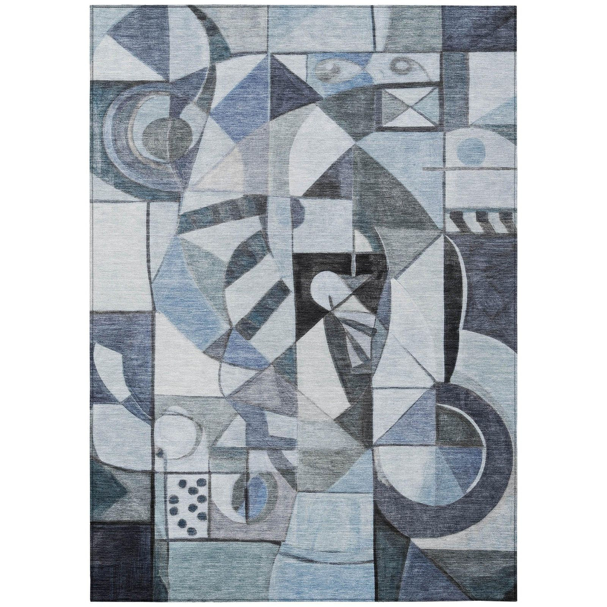 Jaelius Blue Washable Indoor-Outdoor Rug
