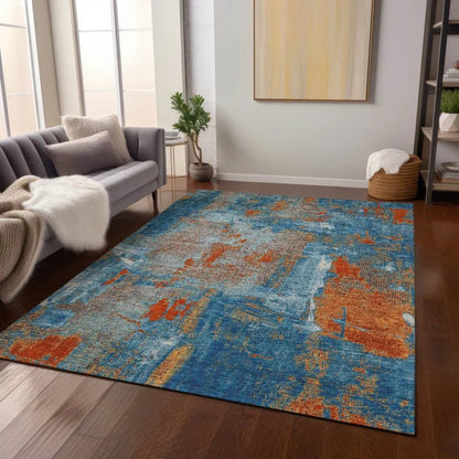 Aria Navy Washable Indoor-Outdoor Rug-Outdoor Rugs-LOOMLAN Rugs-LOOMLAN