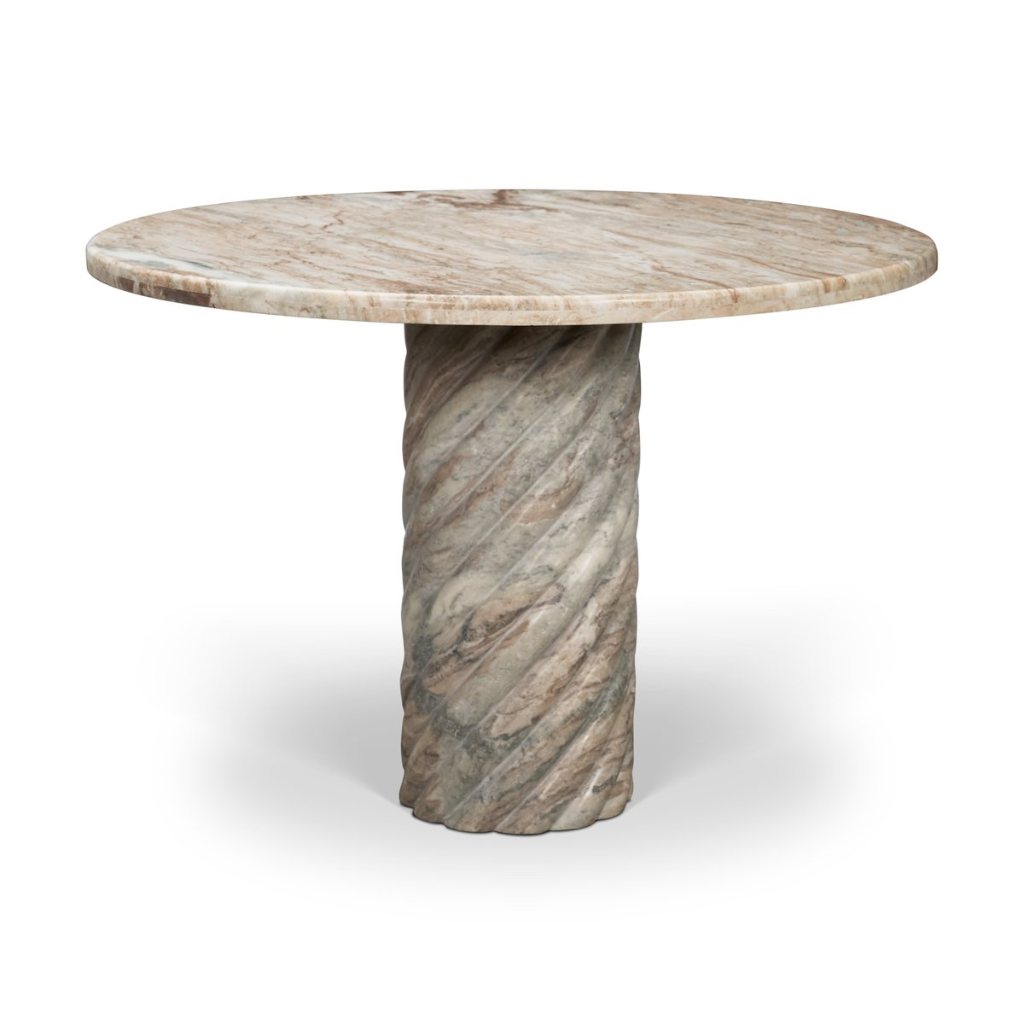 Ravello 42" Round Pink Marble Swirl Pedestal Dining Table