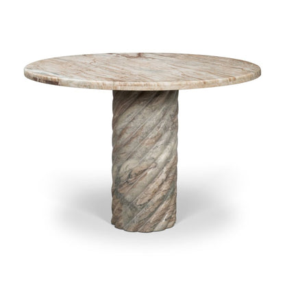 Ravello 42" Round Pink Marble Swirl Pedestal Dining Table