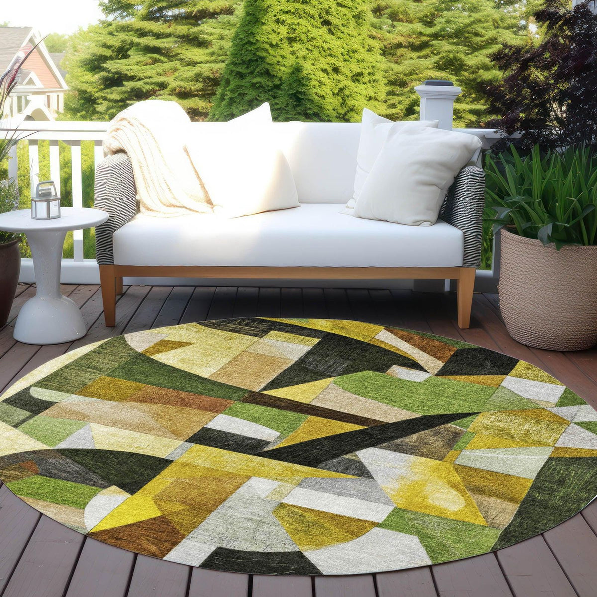 Jaelira Green Washable Indoor-Outdoor Rug