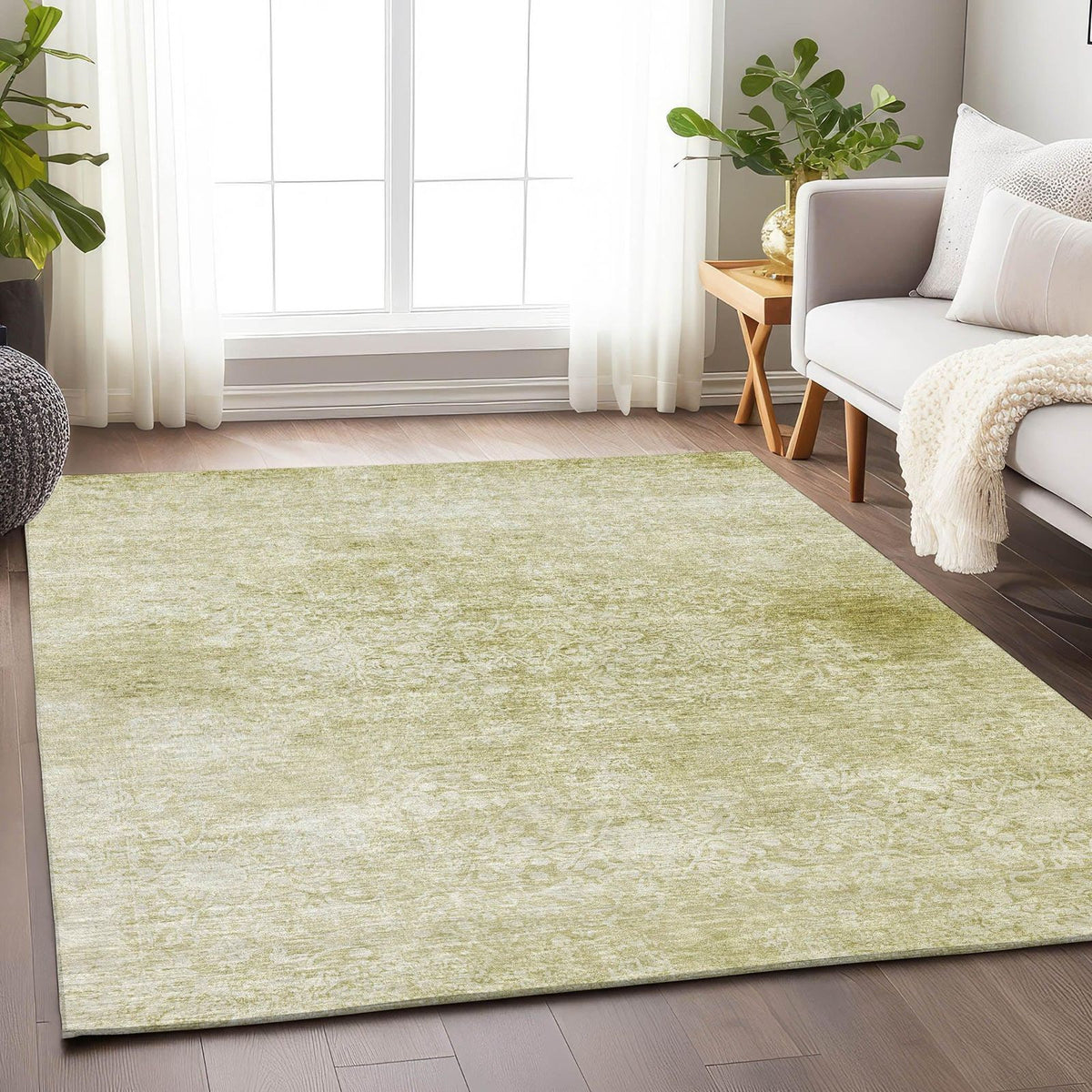Kaelas Gold Washable Indoor-Outdoor Rug -- gold