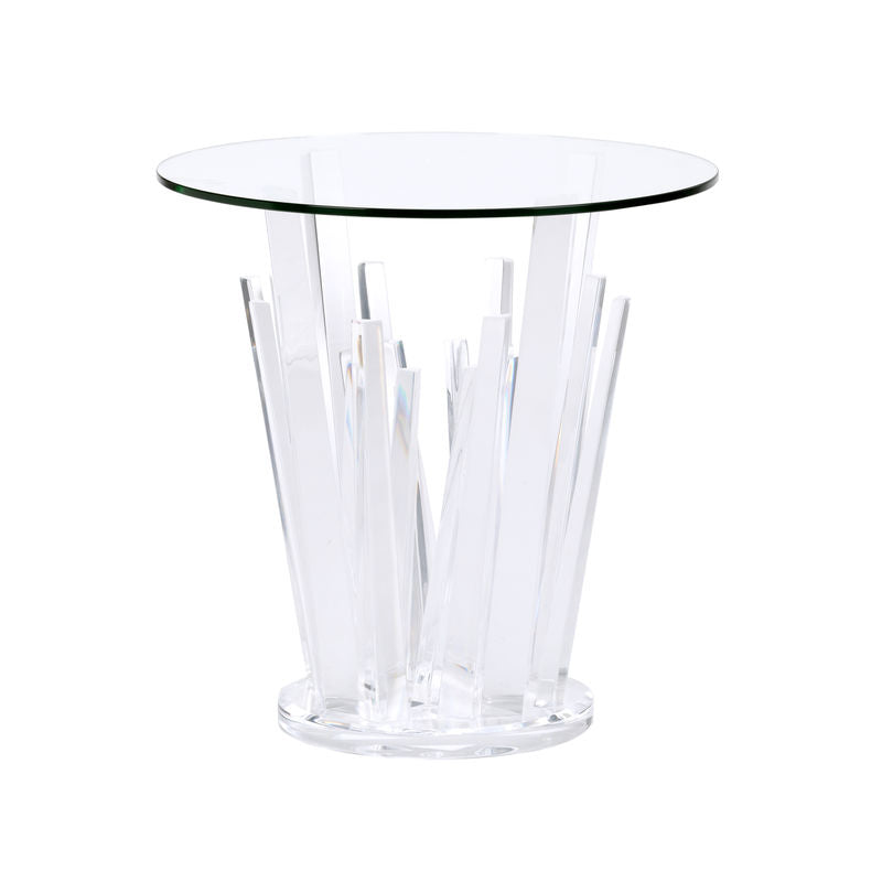 Geode Acrylic Based Round End Table-Side Tables-Wildwood-Clear-LOOMLAN