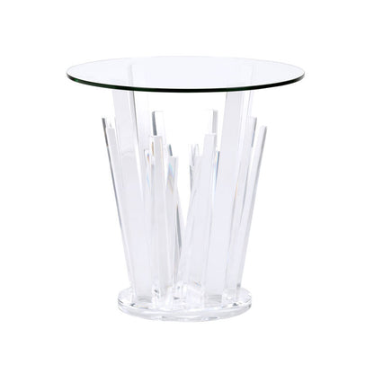 Geode Acrylic Based Round End Table-Side Tables-Wildwood-Clear-LOOMLAN