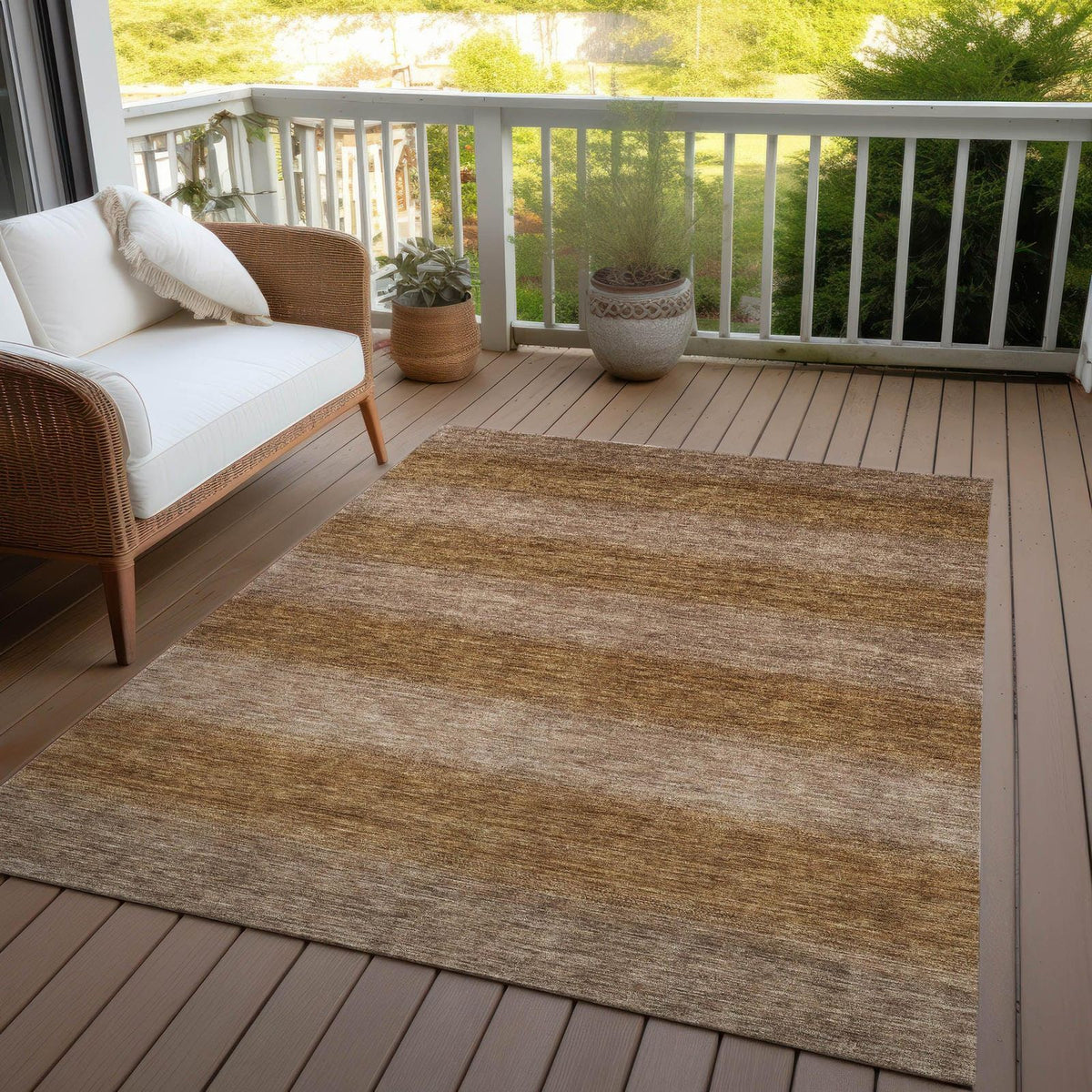 Haelius Brown Washable Indoor-Outdoor Rug
