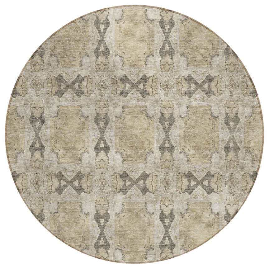 Panel Brown Washable Indoor-Outdoor Rug