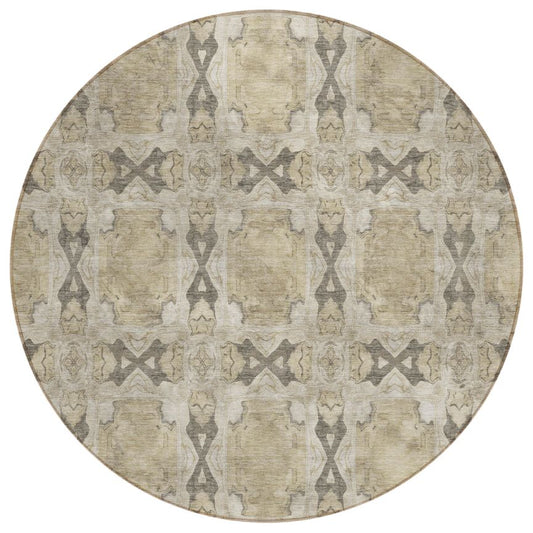 Panel Brown Washable Indoor-Outdoor Rug