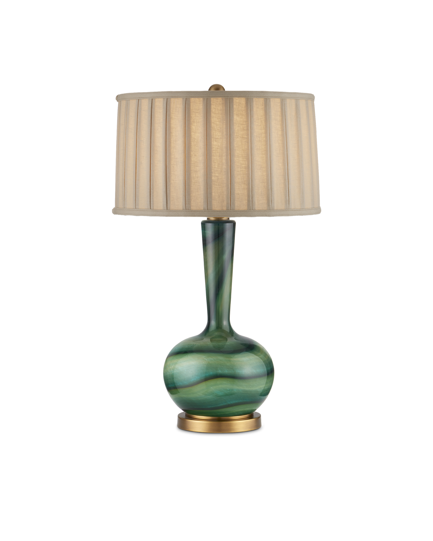 Lamartine Glass and Metal Green Table Lamp