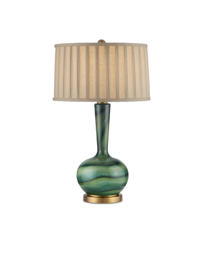 Lamartine Glass and Metal Green Table Lamp