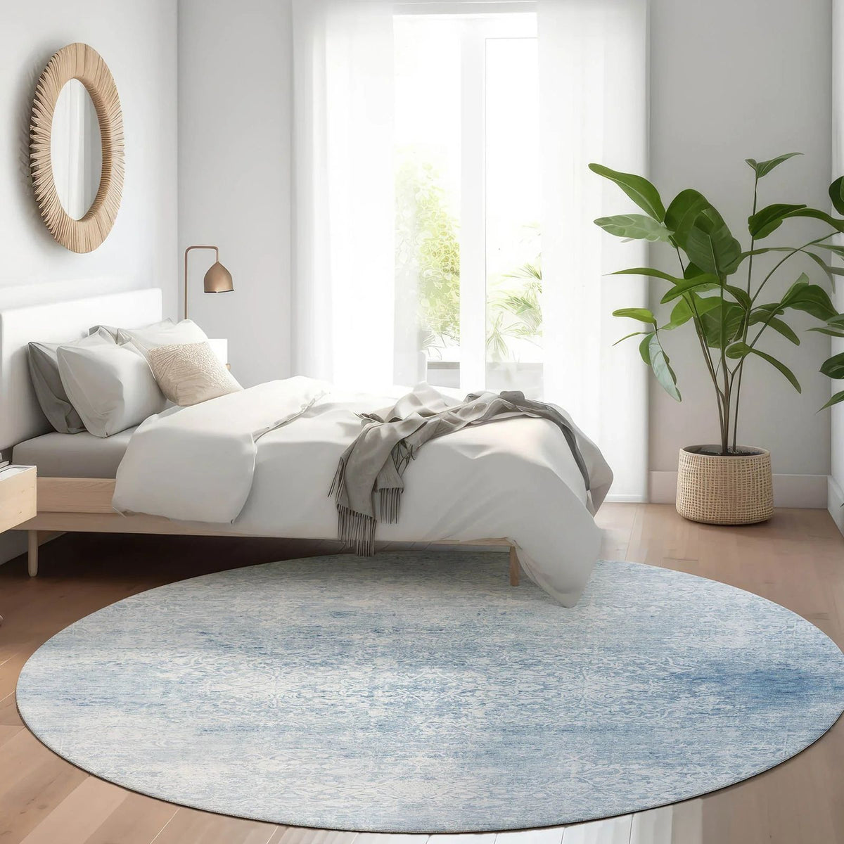 Kaelas Blue Washable Indoor-Outdoor Rug