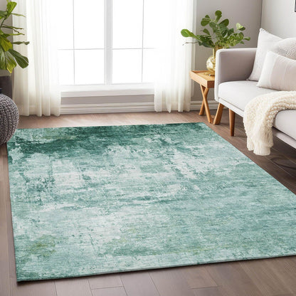 Kaelira Teal Washable Indoor-Outdoor Rug -- teal