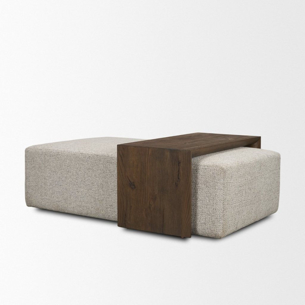 Trayden Gray Fabric Slider-Top Ottoman Coffee Table -- Dark Brown