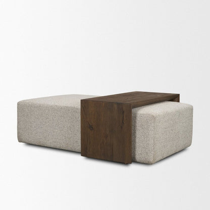 Trayden Gray Fabric Slider-Top Ottoman Coffee Table -- Dark Brown