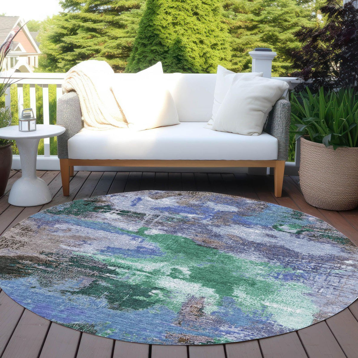 Iriara Green Washable Indoor-Outdoor Rug