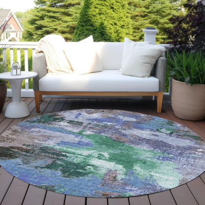 Iriara Green Washable Indoor-Outdoor Rug
