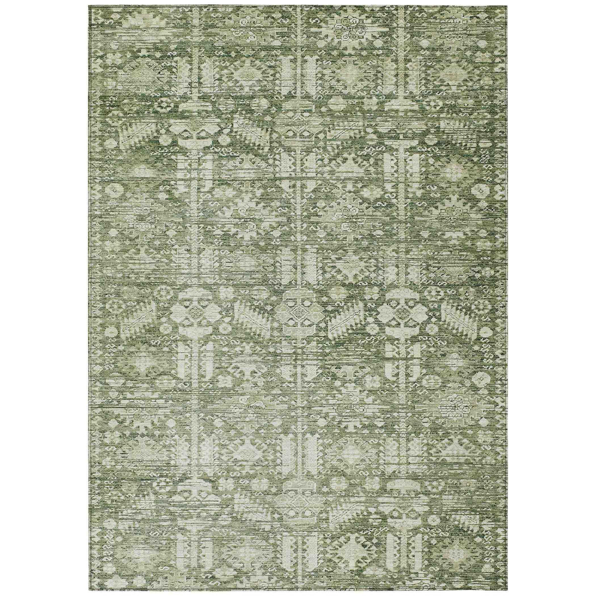 Laearis Green Washable Indoor-Outdoor Rug