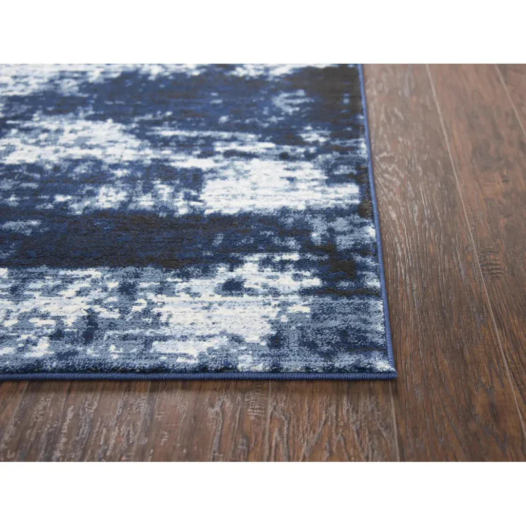 Dain Abstract Blue Kitchen Hallway Runner Rug -- blue