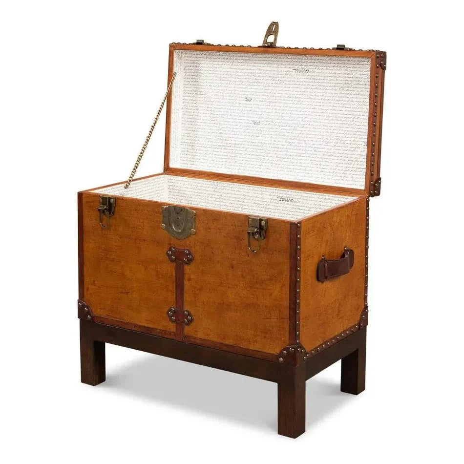Sarreid Abilene Side Table Leather Box With Stand