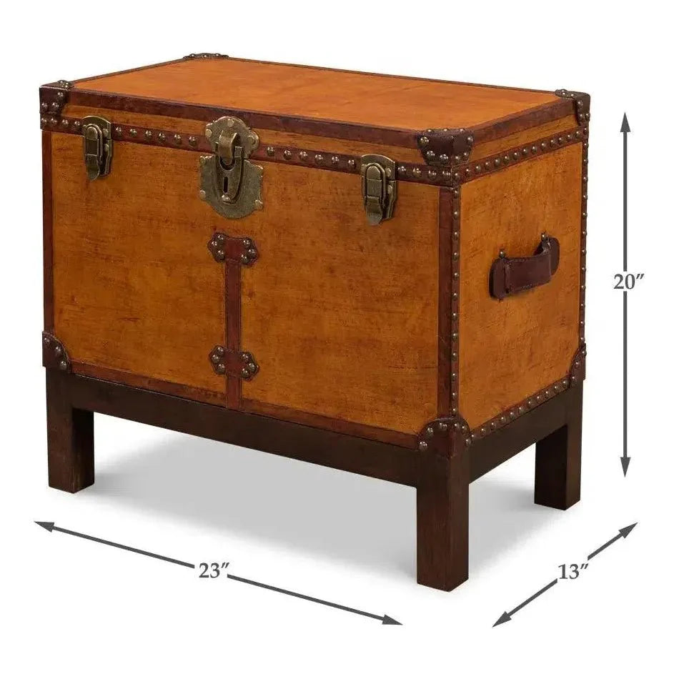 Sarreid Abilene Side Table Leather Box With Stand