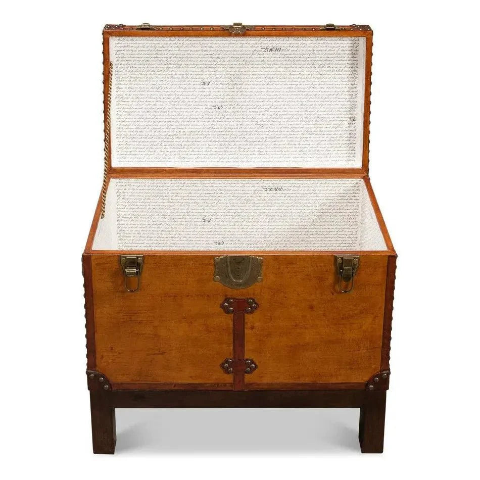 Sarreid Abilene Side Table Leather Box With Stand