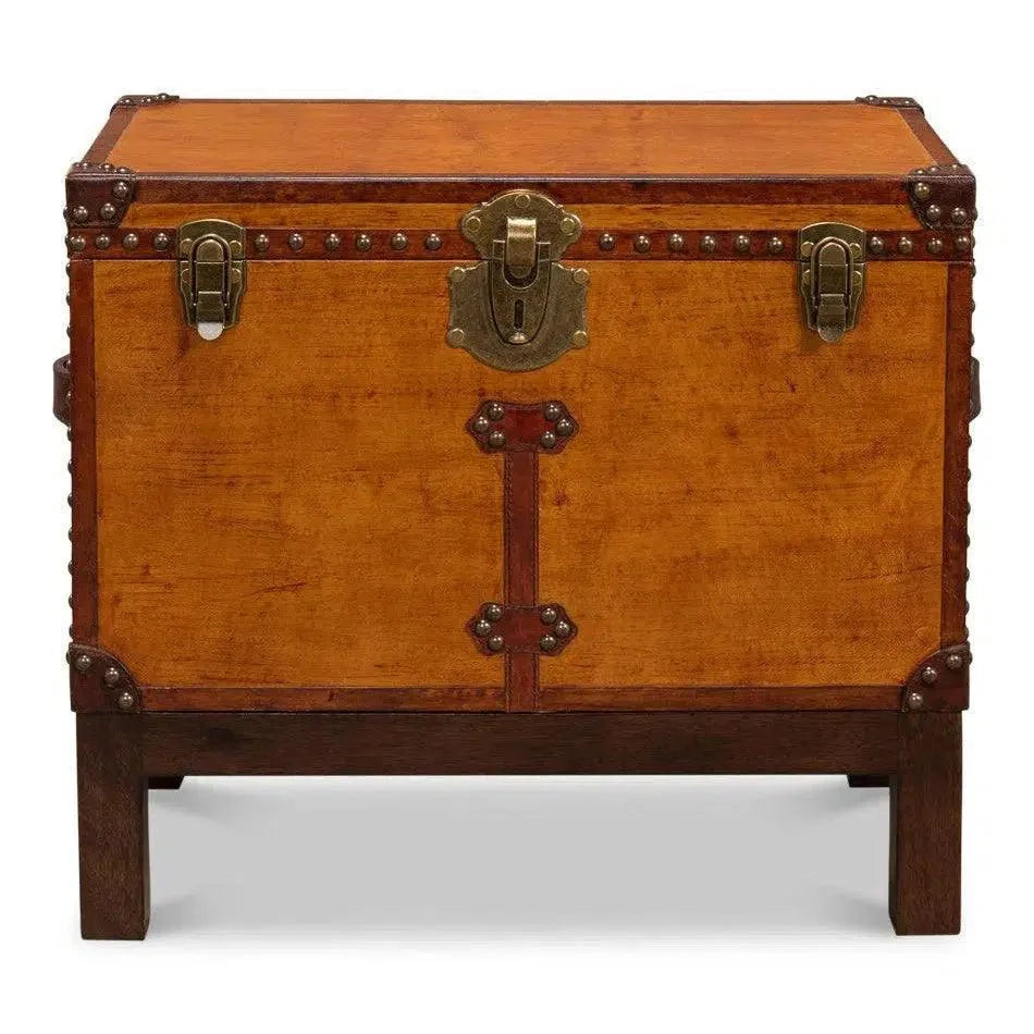 Sarreid Abilene Side Table Leather Box With Stand