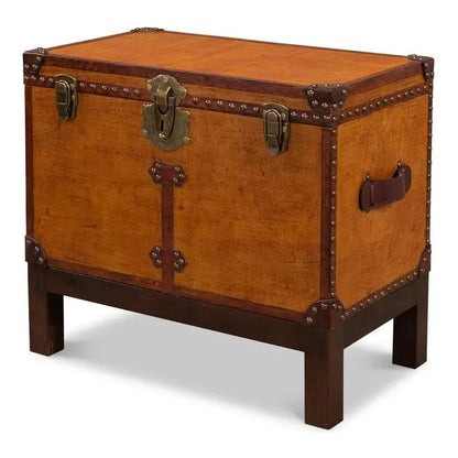 Sarreid Abilene Side Table Leather Box With Stand