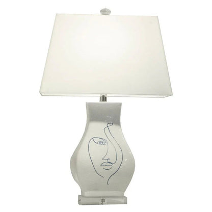 Abstract Portrait Glazed Ceramic Table Lamp