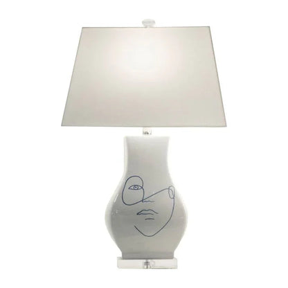 Abstract Portrait Glazed Ceramic Table Lamp