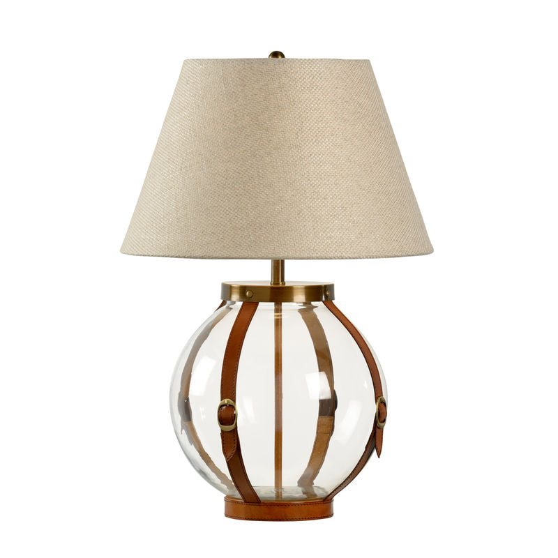 Chelsea House Sierra Chestnut Leather Straps Brass Accents Table Lamp