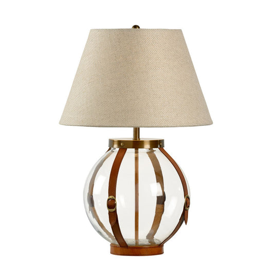 Chelsea House Sierra Chestnut Leather Straps Brass Accents Table Lamp