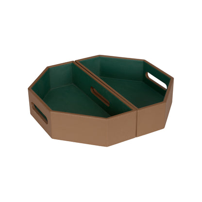 Wildwood Burke Brown Leather Tray (Set of 2)