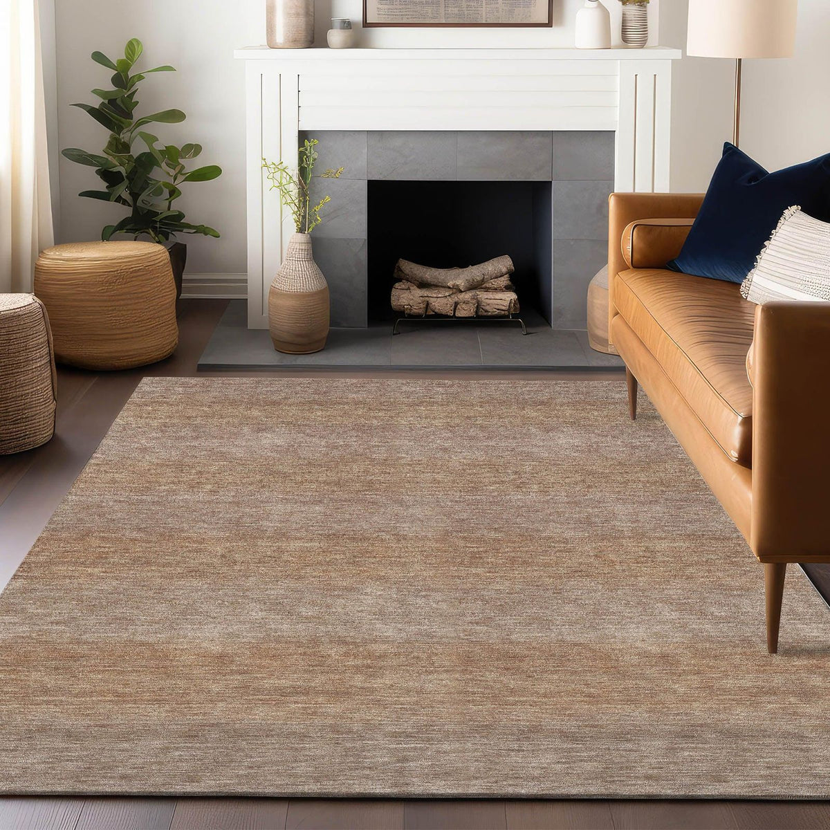 Haelius Beige Washable Indoor-Outdoor Rug -- beige