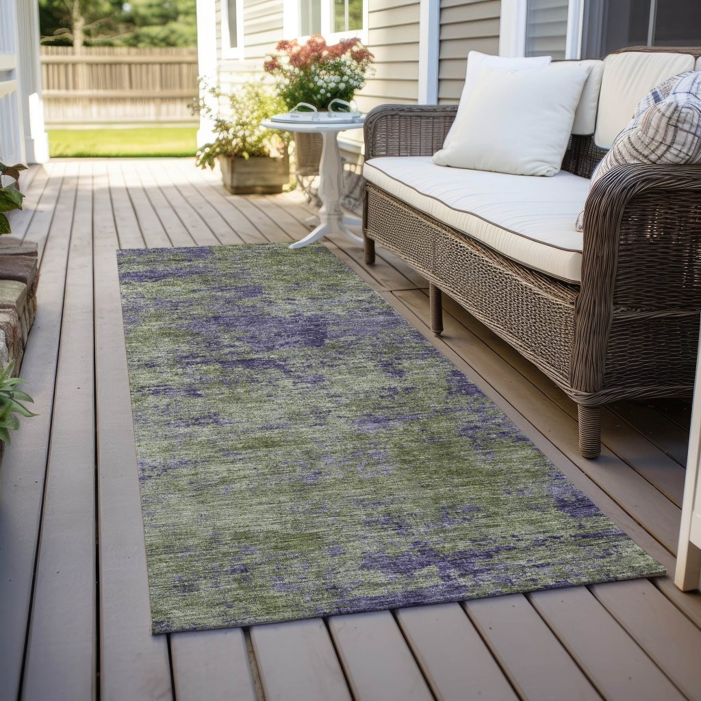 LOOMLAN Rugs Acacina Green Washable Indoor-Outdoor Rug