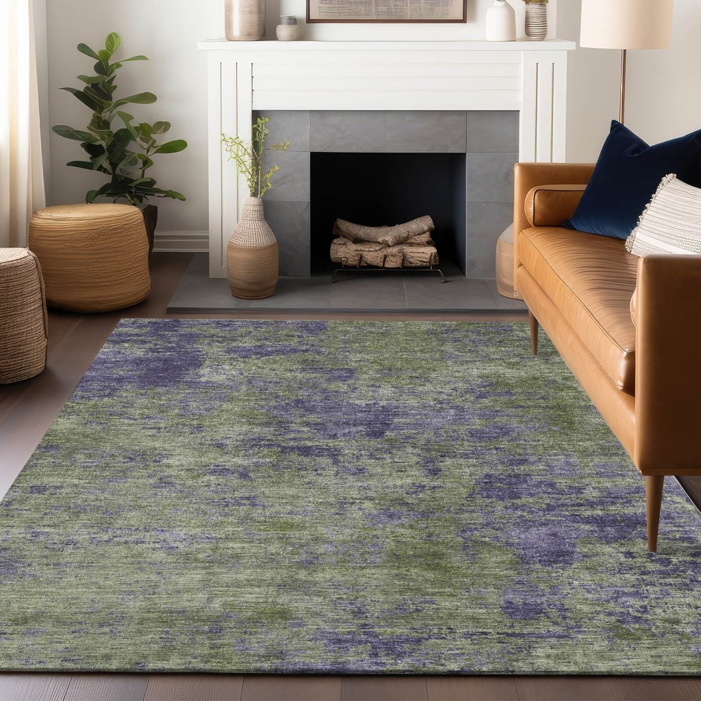 LOOMLAN Rugs Acacina Green Washable Indoor-Outdoor Rug