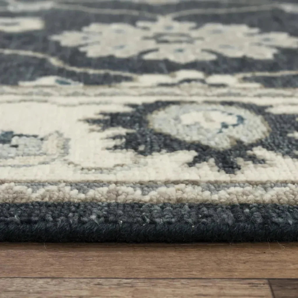 Clot Floral Charcoal Large Area Rugs For Living Room - LOOMLAN - LOOMLAN - Area Rugs