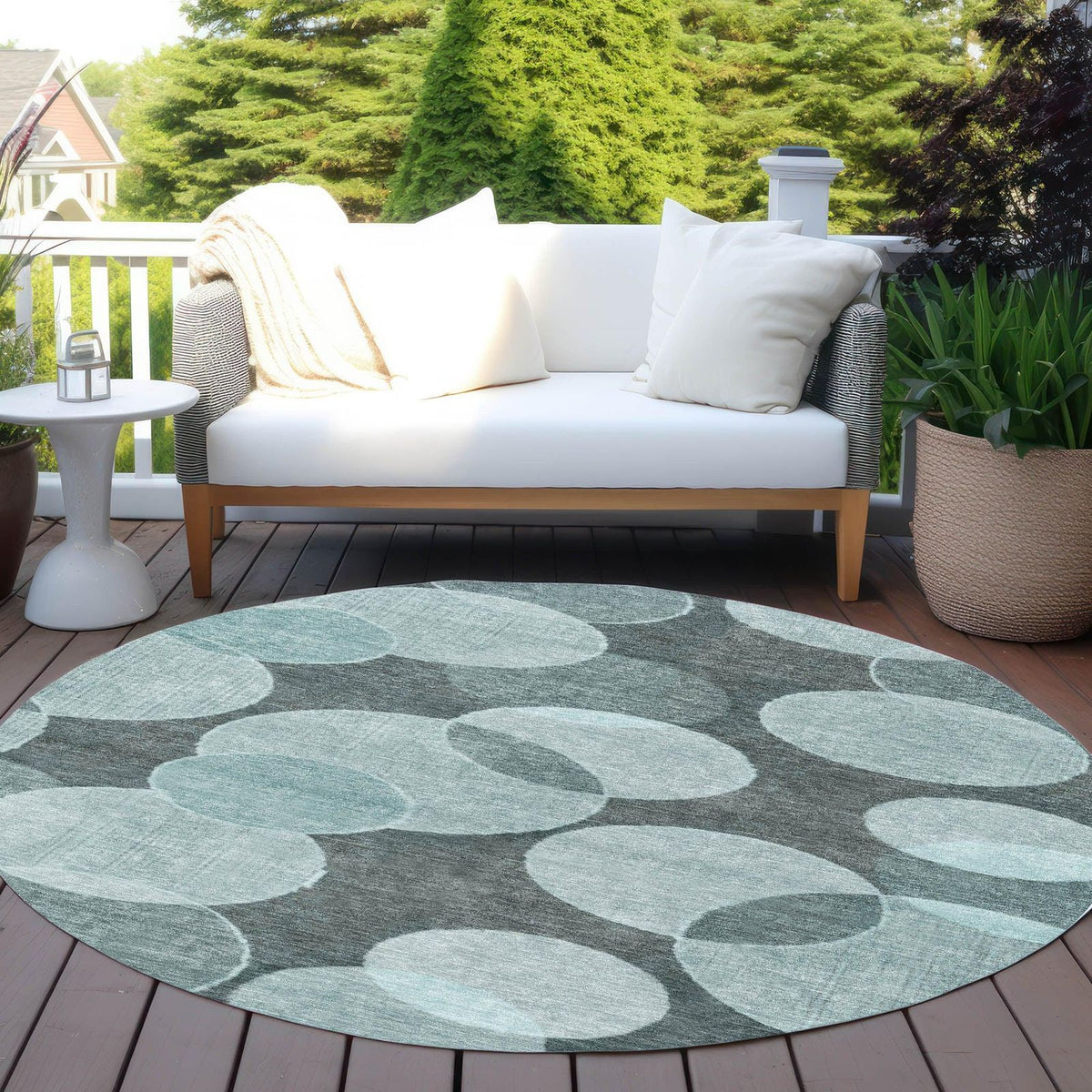 Jaelanor Teal Washable Indoor-Outdoor Rug