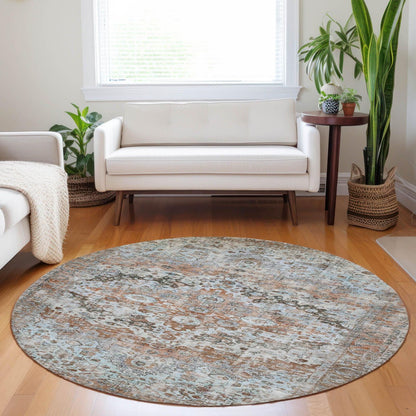 Jaelien Orange Washable Indoor-Outdoor Rug