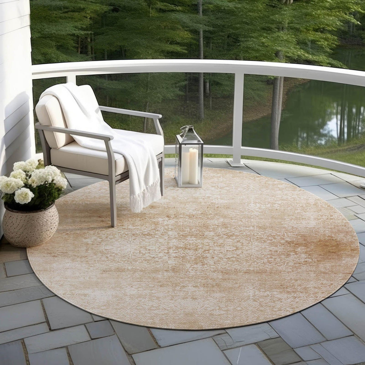 Kaelas Orange Washable Indoor-Outdoor Rug