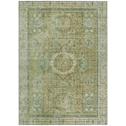 Irias Green Washable Indoor-Outdoor Rug
