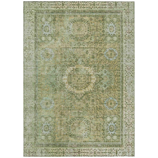 Irias Green Washable Indoor-Outdoor Rug