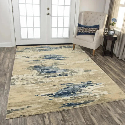 Armi Abstract Blue Large Area Rugs For Living Room -- blue