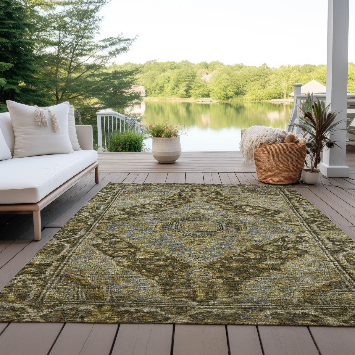 Kaelanor Brown Washable Indoor-Outdoor Rug