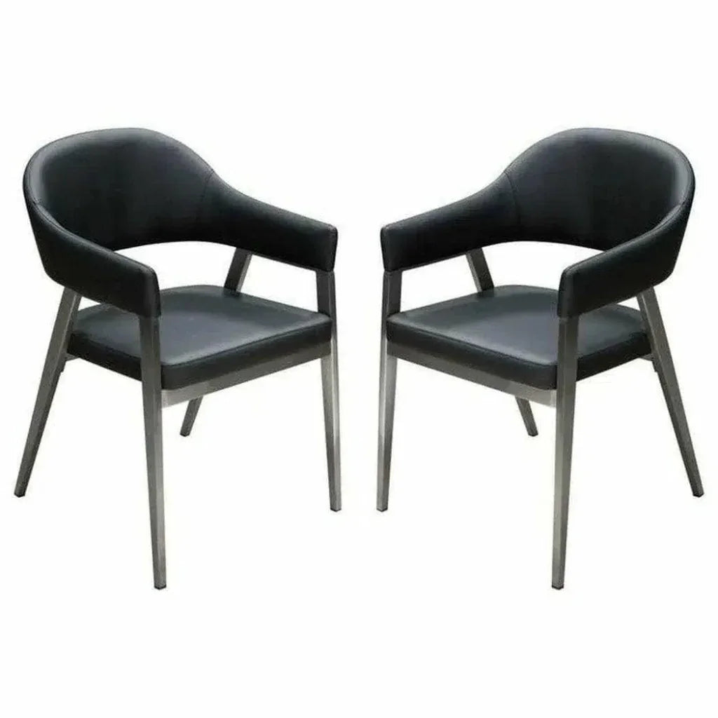 Adele Leather Modern Dining Chair 2PC - LOOMLAN - Diamond Sofa - Dining Chairs