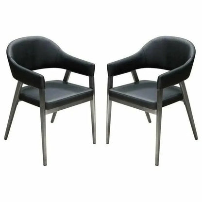 Adele Leather Modern Dining Chair 2PC - LOOMLAN - Diamond Sofa - Dining Chairs